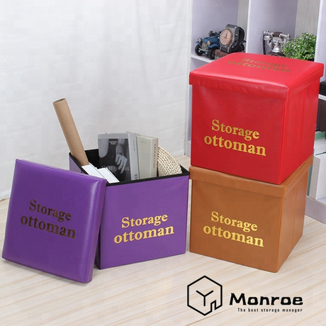 Otomana cuadrada de cuero plegable para sala de estar de alta calidad