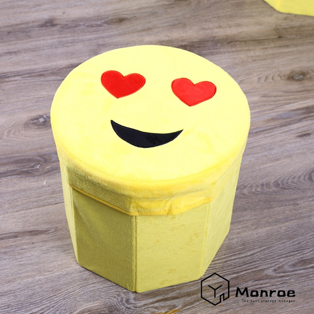 Taburete plegable de franela Emoji - Comprar otomana de almacenamiento