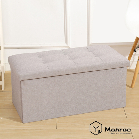 Banco de otomana de almacenamiento de tela - Cofre de banco plegable
