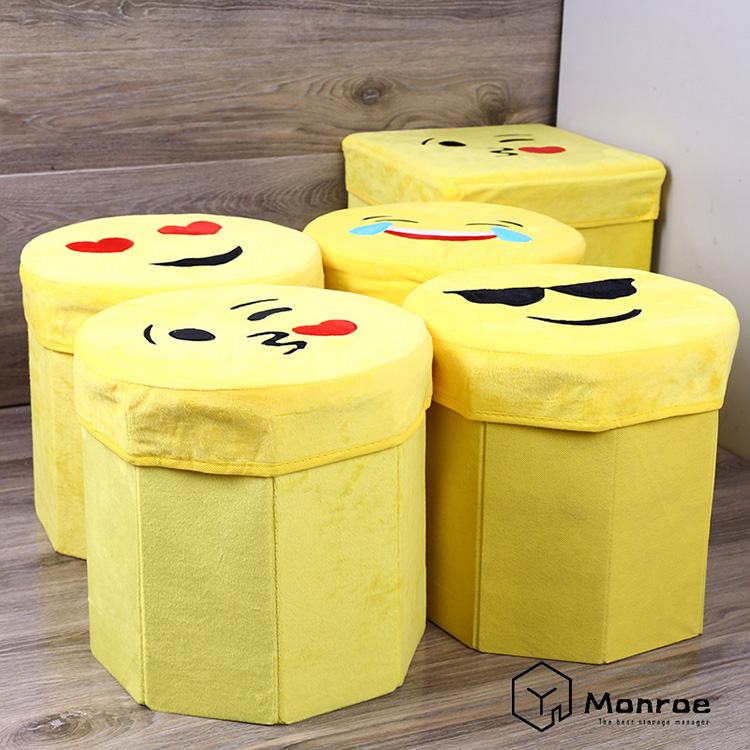 Taburete plegable de franela Emoji - Comprar otomana de almacenamiento