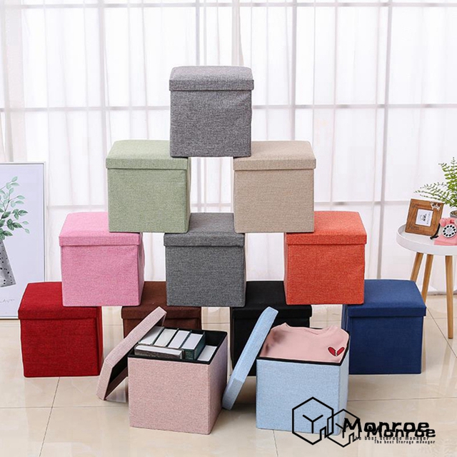 Taburete otomano multifuncional cuadrado azul de muebles para el hogar